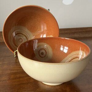 2 Denby Langley Fire Chilli with Swirl Design Rice Bowls 5" Stoneware England